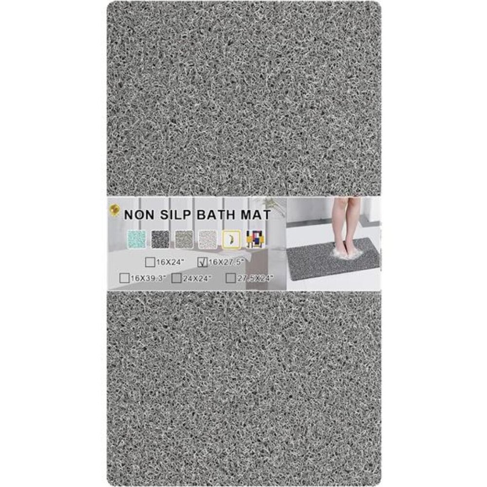 Non Slip Bathtub Mat Extra Thick Loofah Shower Bath Mat Quick Dry Grey